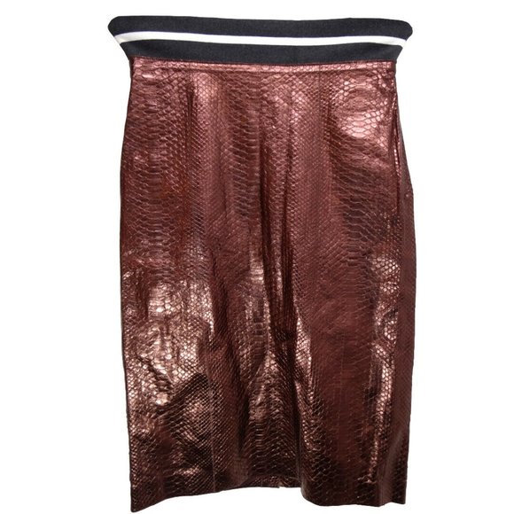 100% Authentic $7325 New Brunello Cucinelli Python Leather Womens Skirt Size 6 - Picture 2 of 12